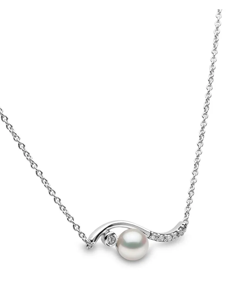 YOKO London 18kt Weißgoldhalskette mit Perle und Diamanten - Silber Silber