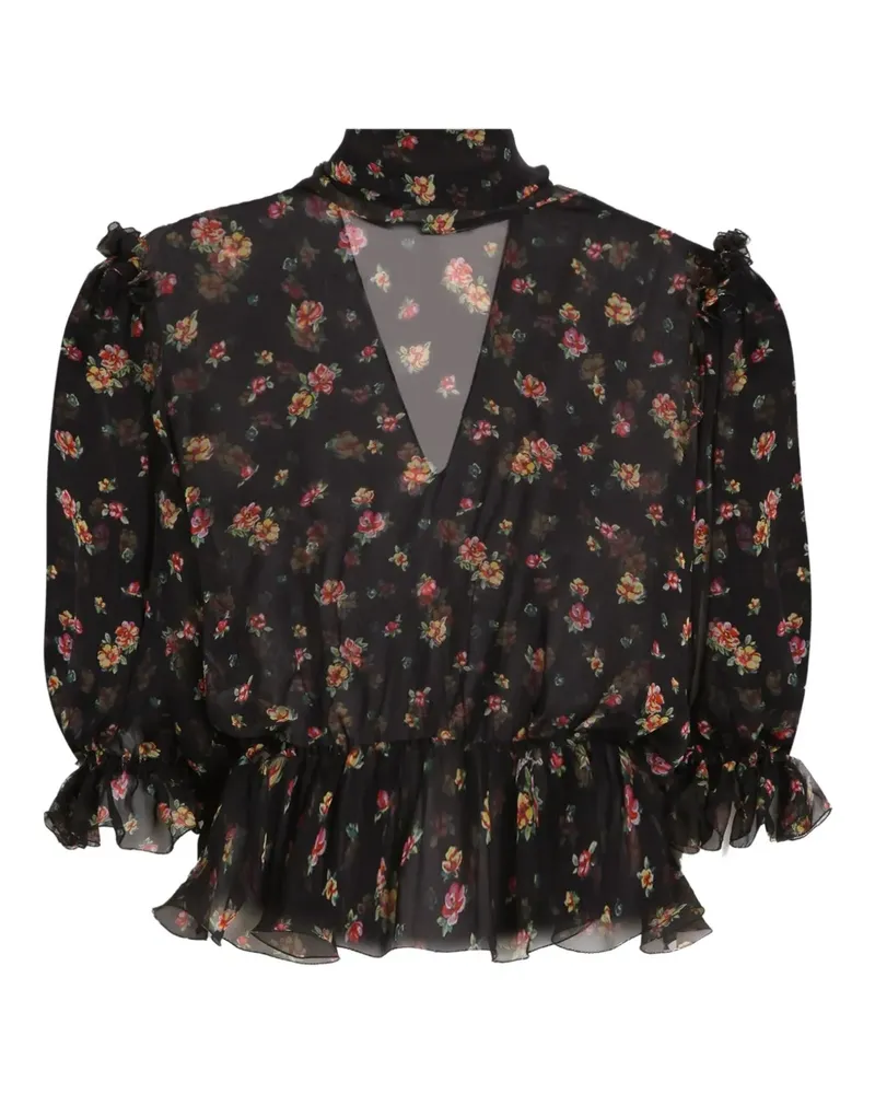 Dolce & Gabbana Bluse mit Blütenmuster - Schwarz Schwarz