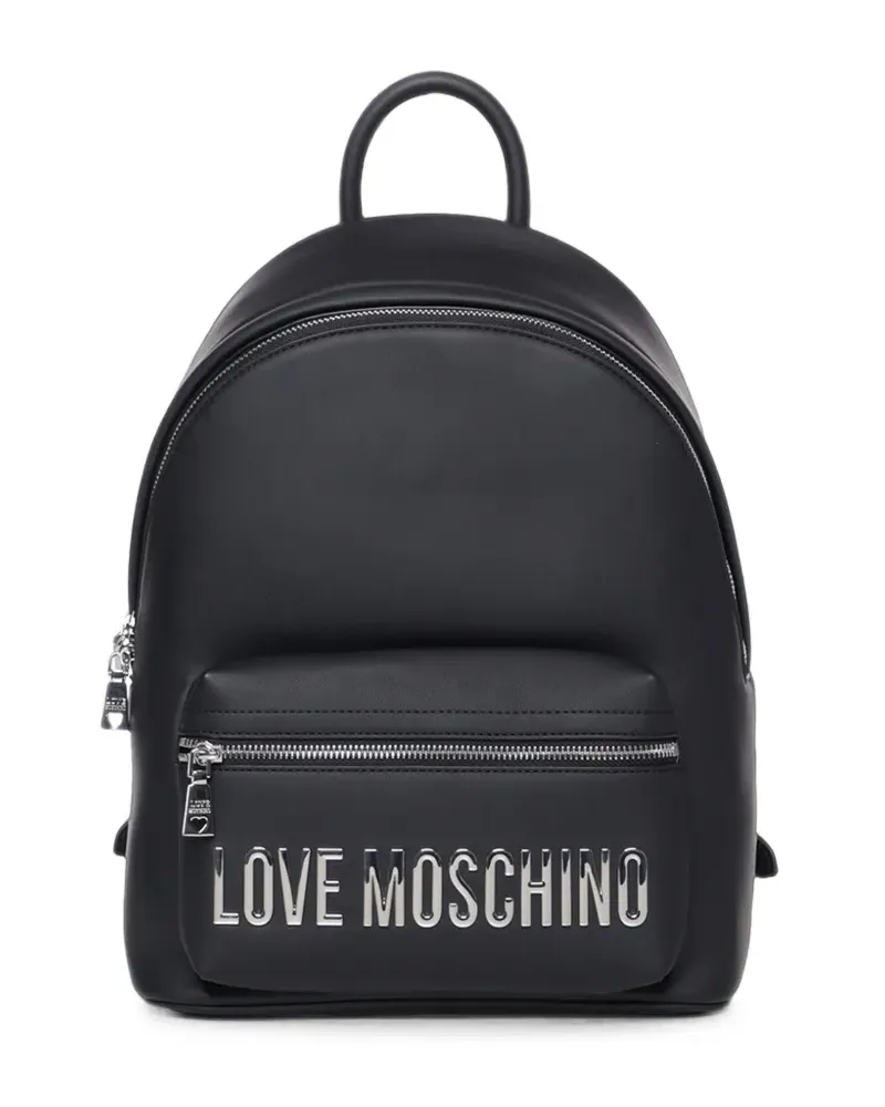 Moschino logo-plaque backpack - Schwarz Schwarz