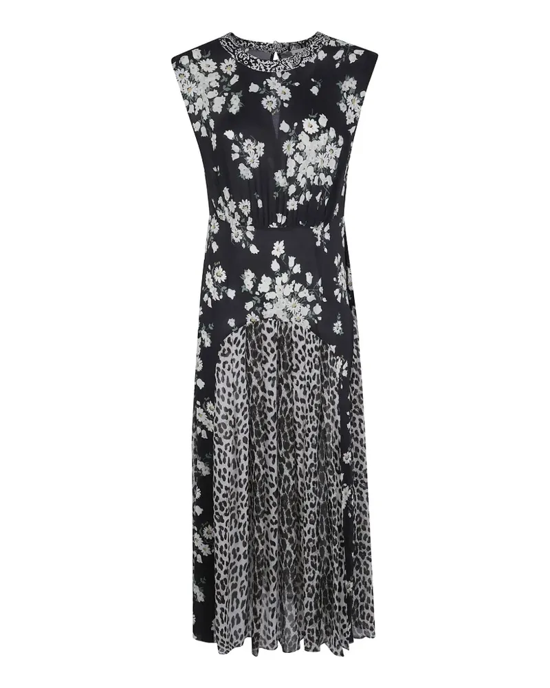 RIXO Coralie Midikleid mit Blumenprint - Schwarz Schwarz