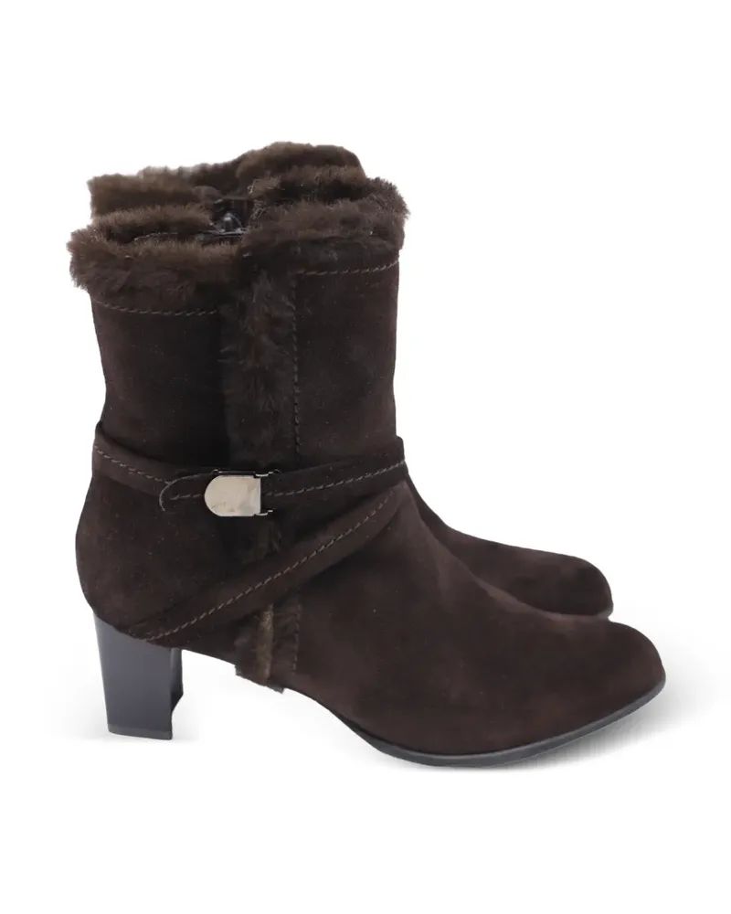 Stuart Weitzman Wildlederstiefel mit Blockabsatz - Braun Braun