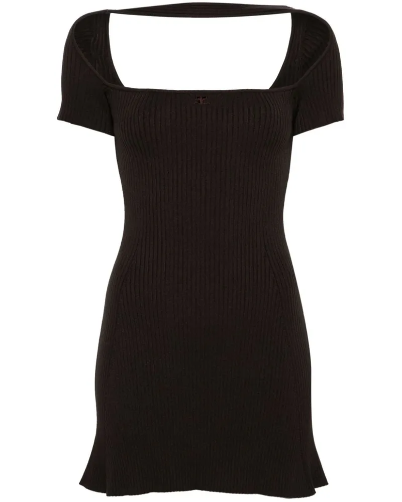 Courrèges Geripptes Hyperbole Minikleid - Grün Grün