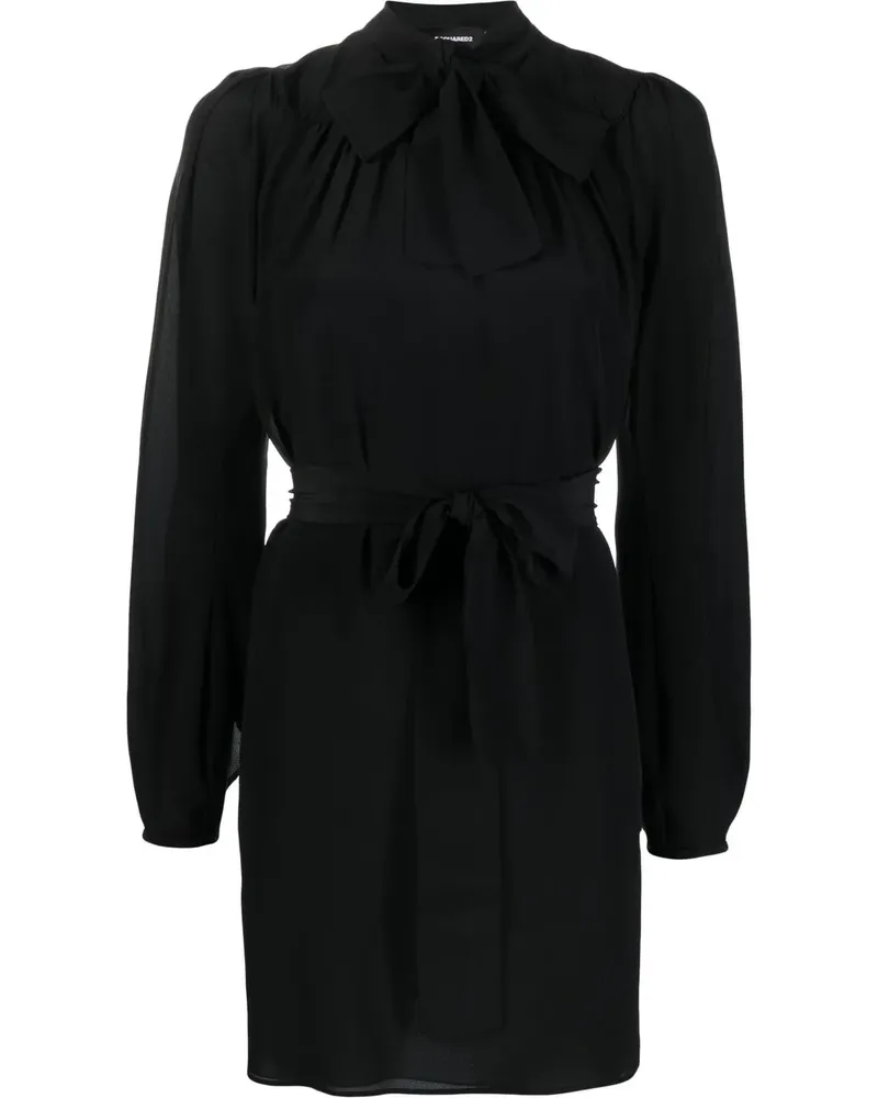 Dsquared2 Minikleid aus Seide mit Schluppe - Schwarz Schwarz