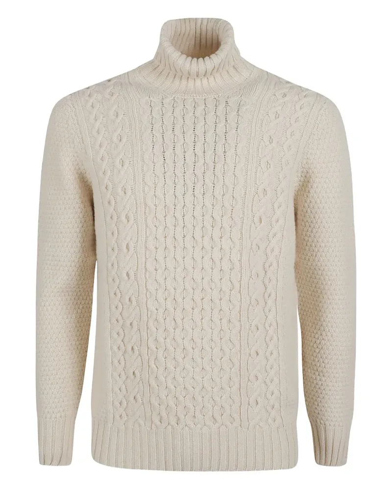 Drumohr  Rollkragenpullover mit Zopfmuster - Nude Nude