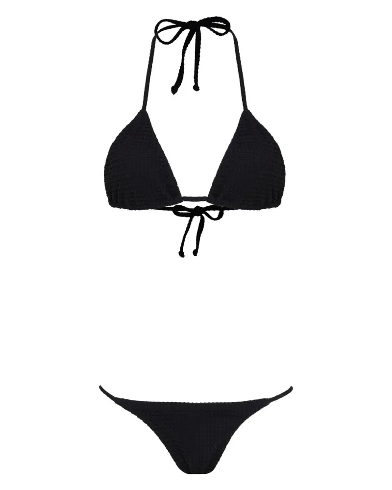 Amir Slama Bikini mit Waffeloptik - Schwarz Schwarz