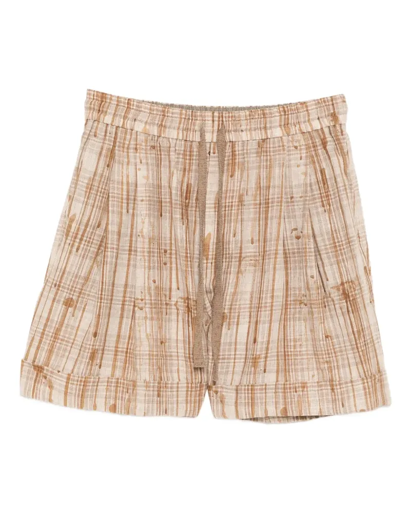Ziggy Chen plaid shorts - Nude Nude