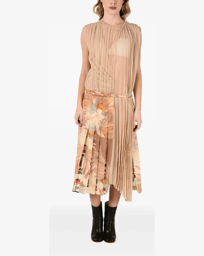 Maison Margiela Geblümtes Midikleid mit Falten - Nude Nude