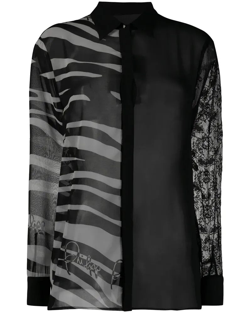 Philipp Plein Bluse mit Zebra-Print - Schwarz Schwarz