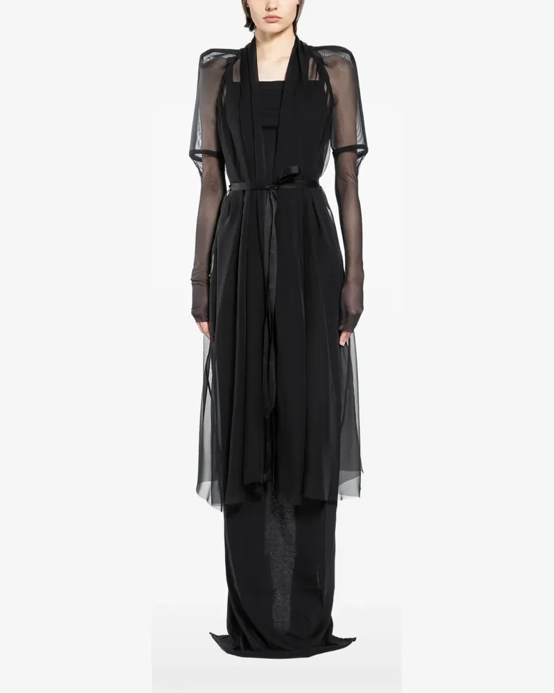 Rick Owens Metro Mantel mit Bindegürtel - Schwarz Schwarz