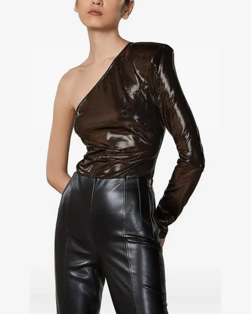 Patrizia Pepe Metallische One-Shoulder-Bluse - Braun Braun