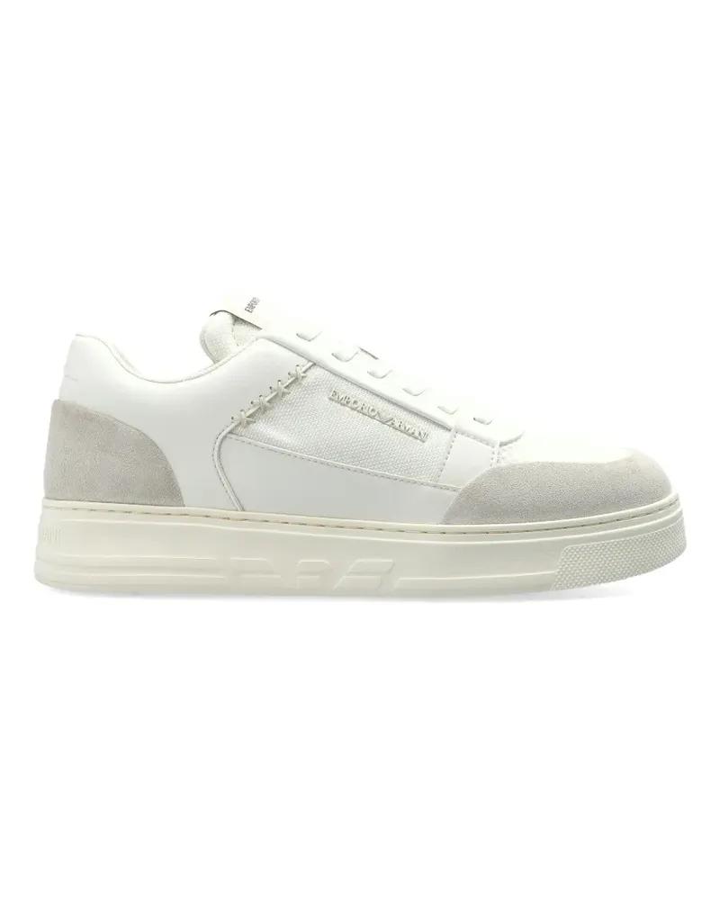 Emporio Armani logo panelled sneakers - Weiß Weiß