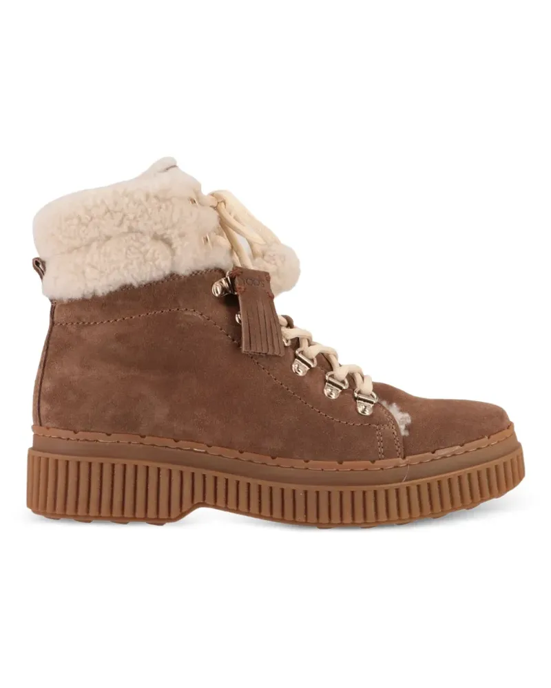 TOD'S Stiefel mit Shearling-Besatz und Quasten - Braun Braun