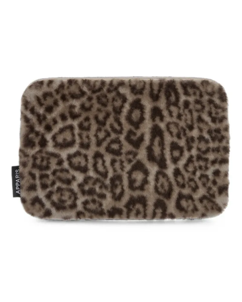 APPARIS leopard-print faux-fur laptop sleeve - Braun Braun