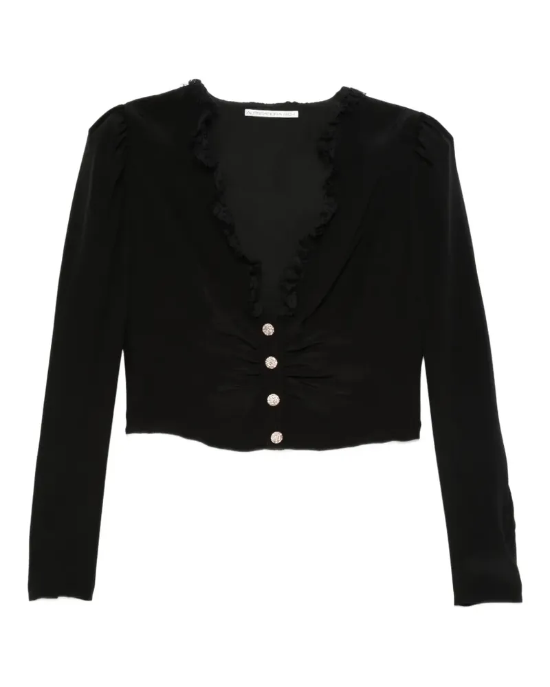 Alessandra Rich lace-trim buttoned blouse - Schwarz Schwarz
