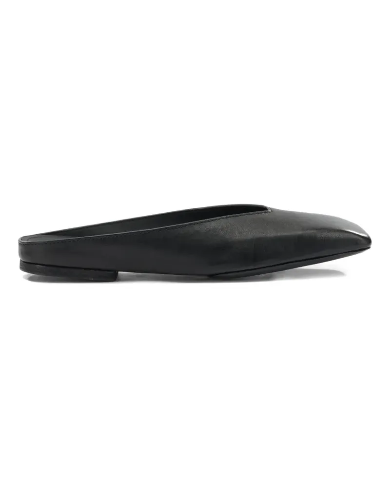 Rick Owens Flache Temple Mules mit eckiger Kappe - Schwarz Schwarz