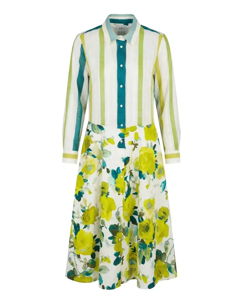 Sara Roka floral-print striped dress - Weiß Weiß
