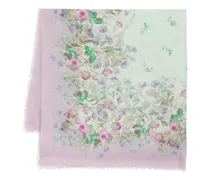 Schal mit Blumen-Print - Grün