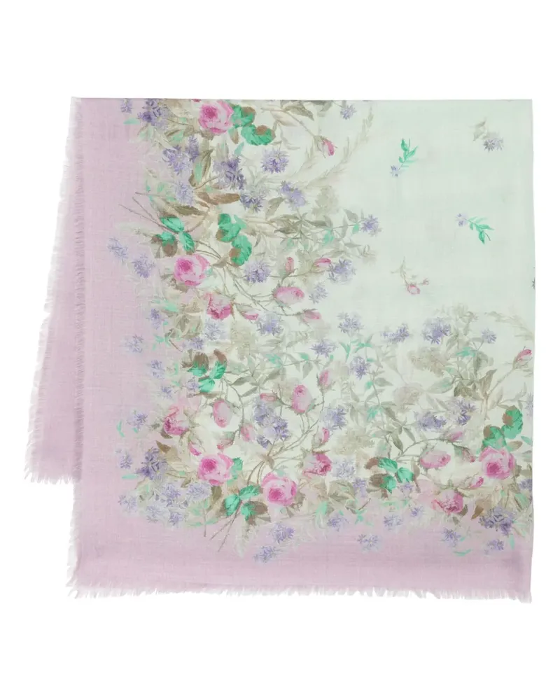 La DoubleJ Schal mit Blumen-Print - Grün Grün