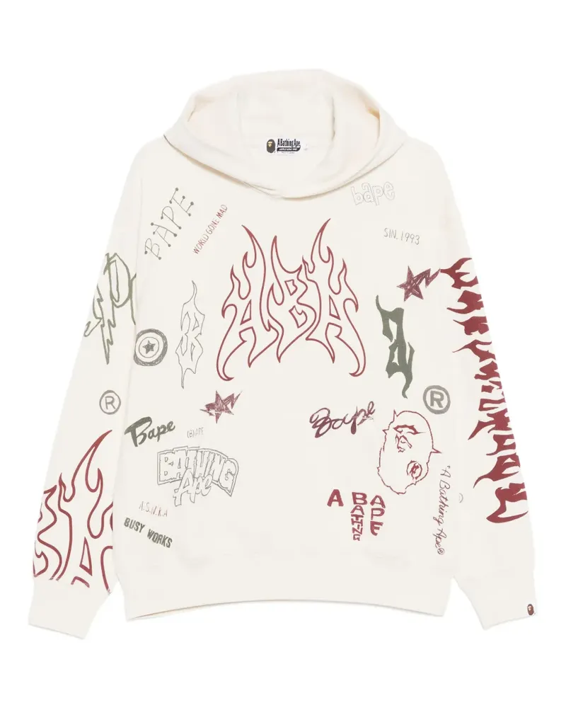 BAPE logo-print hoodie - Nude Nude