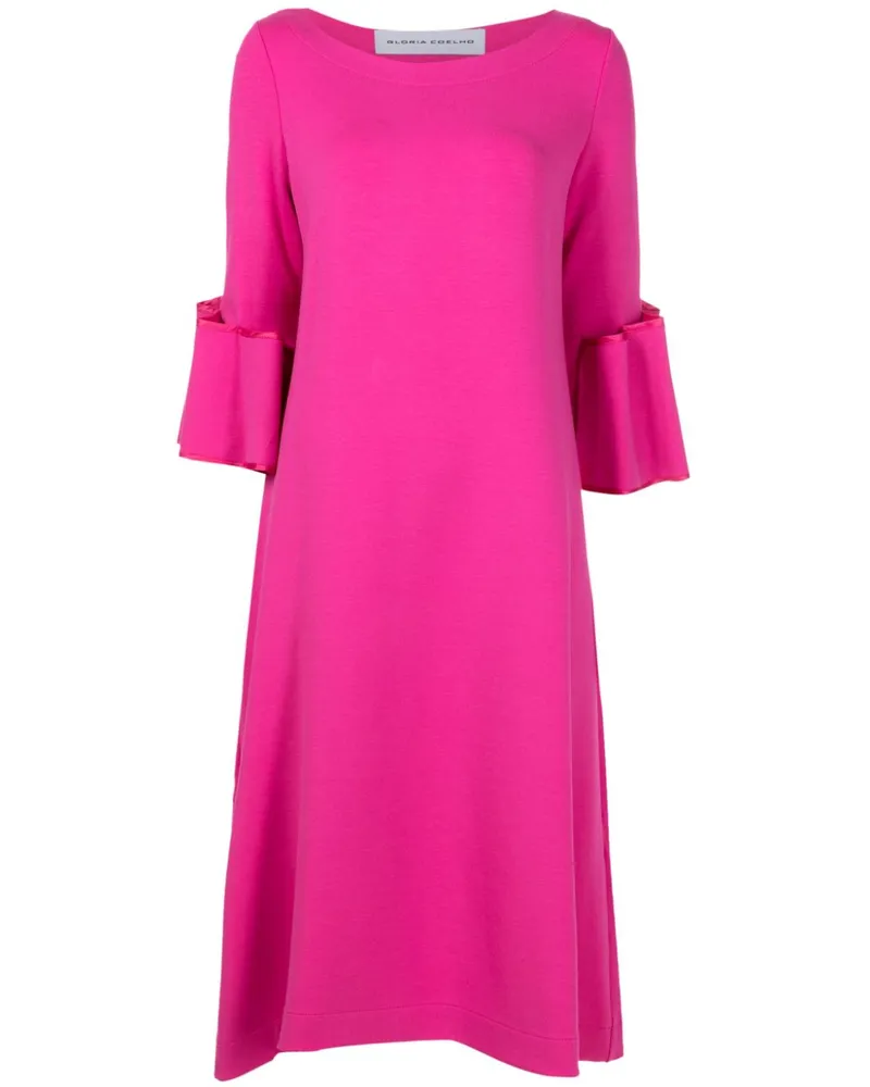 Gloria Coelho Midikleid mit Rüschendetail - Rosa Rosa