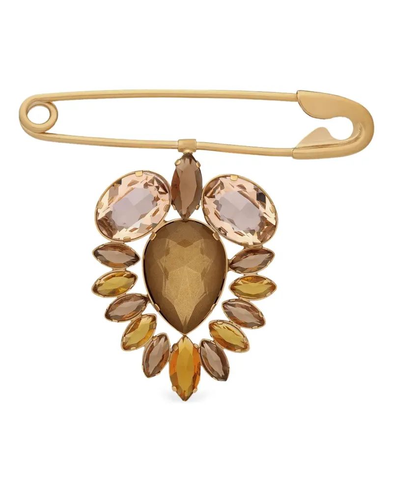 Maison Margiela gemstone-embellished safety-pin brooch - Gold Gold