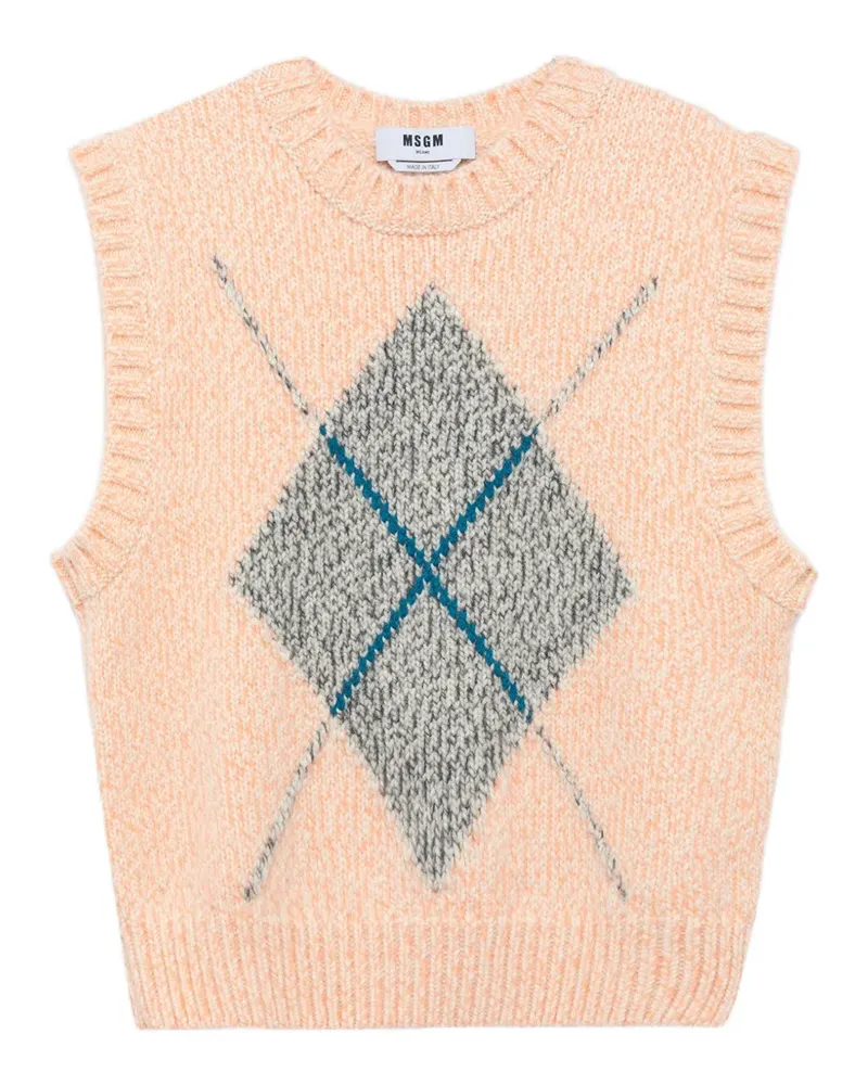MSGM Pullover mit Argyle-Intarsie - Orange Orange