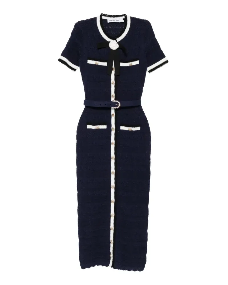 Self-Portrait belted bow-detail midi dress - Blau Blau