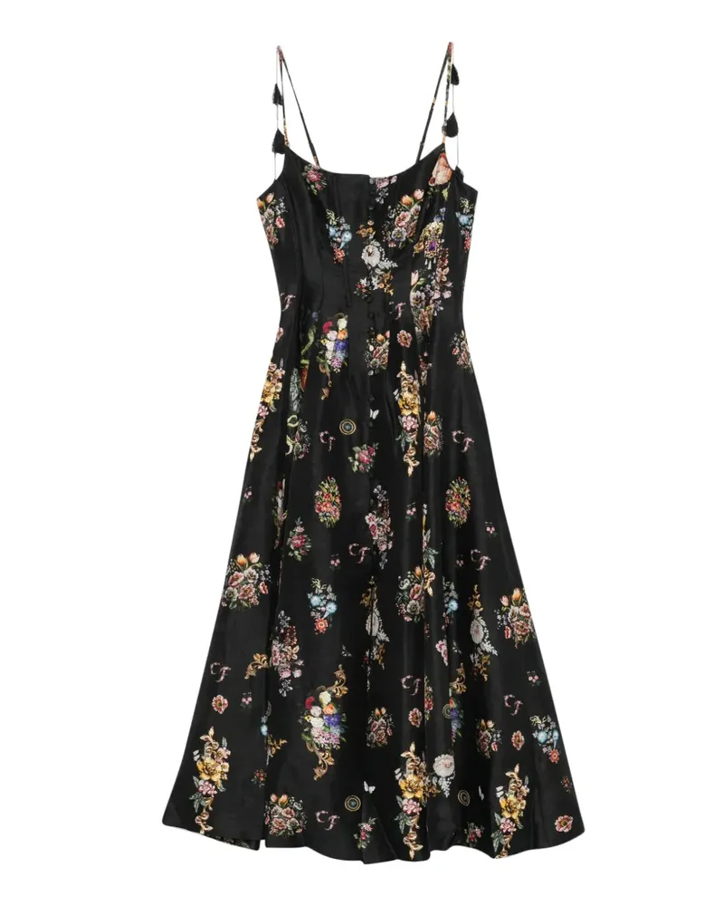Camilla floral-print crystal-embellished midi dress - Schwarz Schwarz