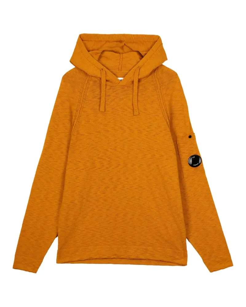 C.P. Company Lens-detail slub-texture hoodie - Orange Orange