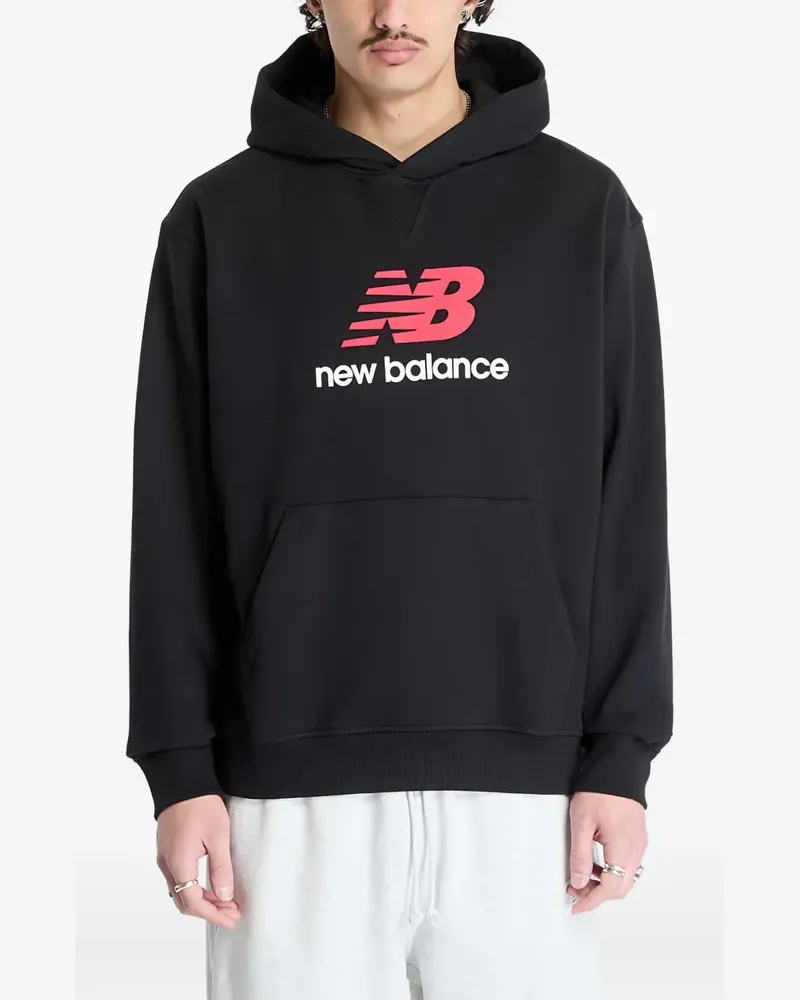 New Balance Frottee-Hoodie mit Logo - Schwarz Schwarz