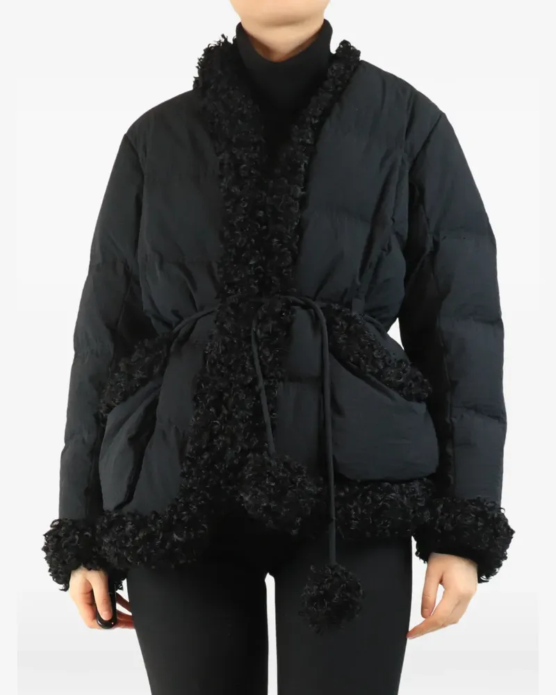 IENKI IENKI shearling-trim down puffer jacket - Schwarz Schwarz