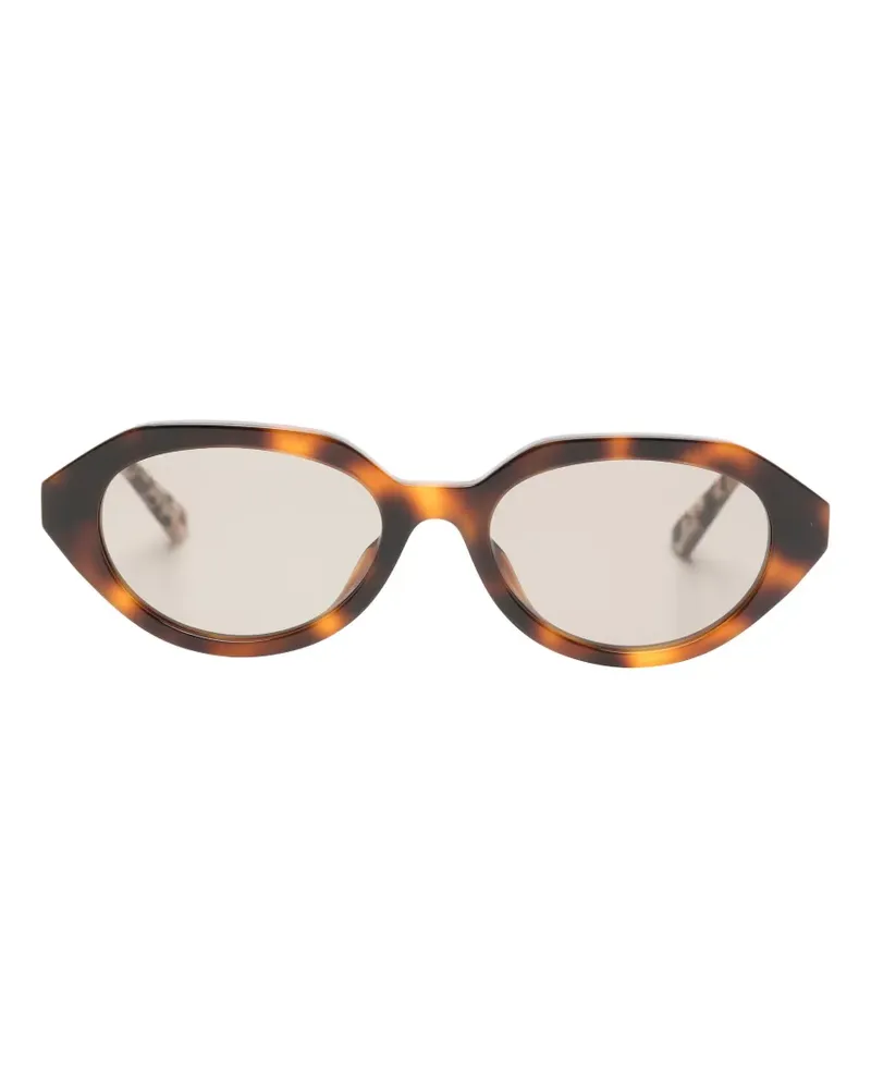 Gucci tortoiseshell-effect geometric-frame sunglasses - Braun Braun