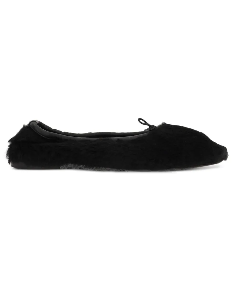 HEREU Ballerinas aus Faux Shearling - Schwarz Schwarz