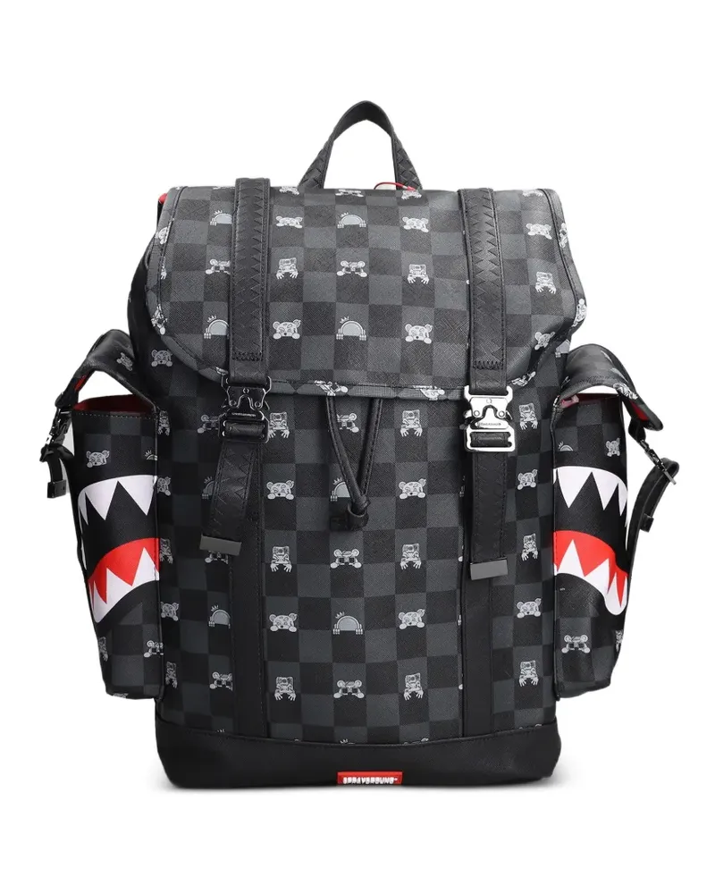 Sprayground check-pattern shark-mouth backpack - Schwarz Schwarz