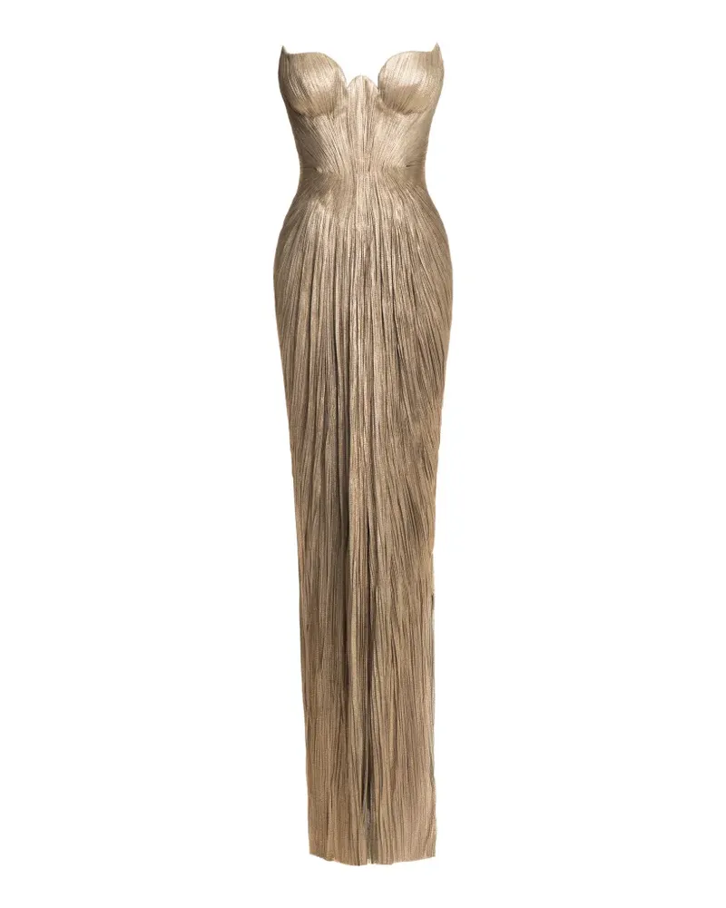 Maria Lucia Hohan Jasleen pleated strapless maxi dress - Gold Gold