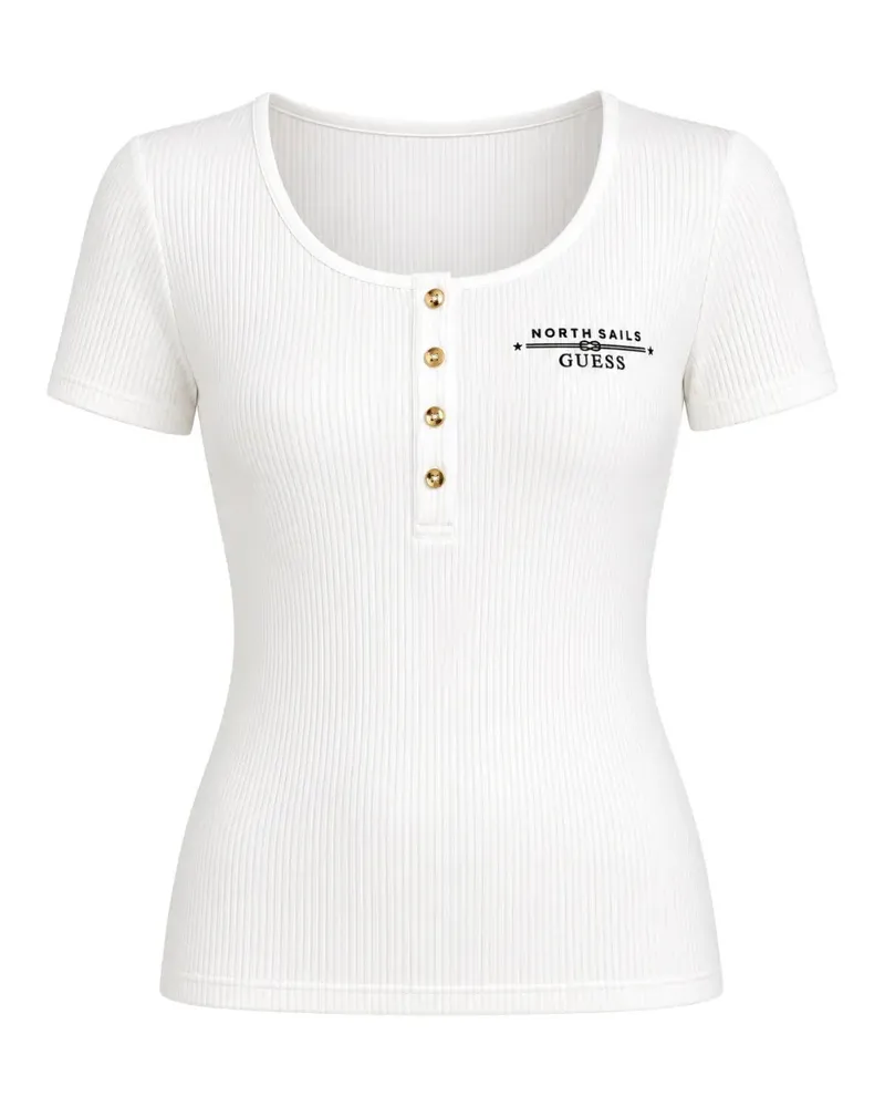 Guess x North Sails ribbed-knit logo-print T-shirt - Weiß Weiß