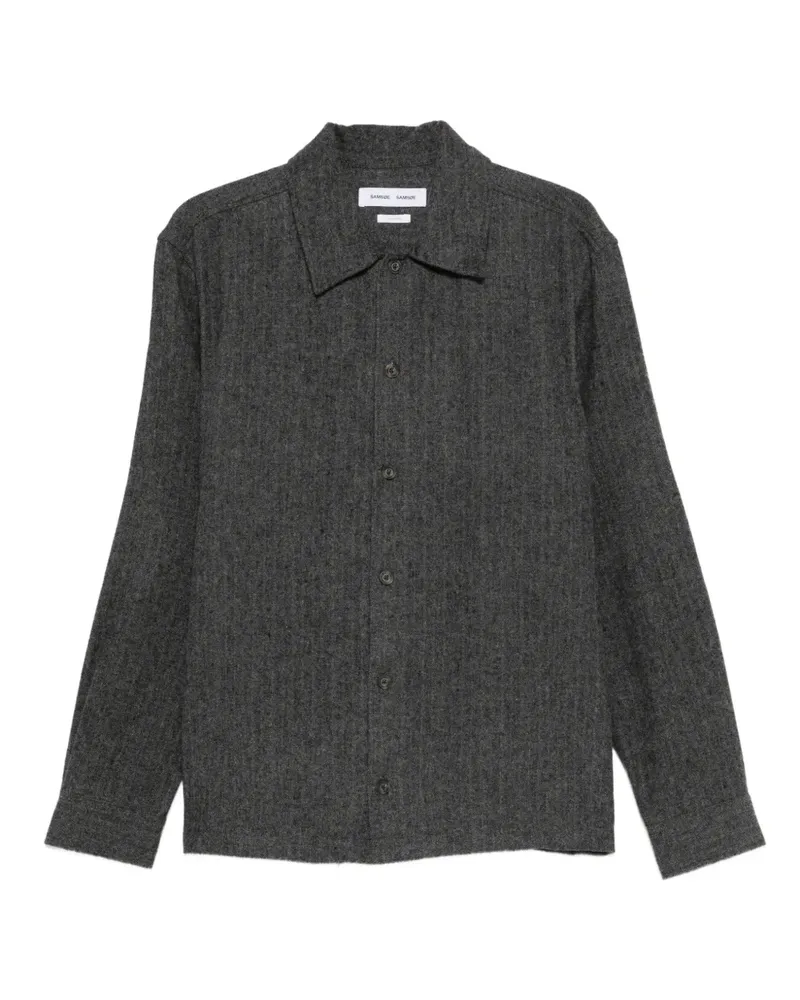 Samsøe & Samsøe Hemdjacke mit Fischgrätenmuster - Grau Grau