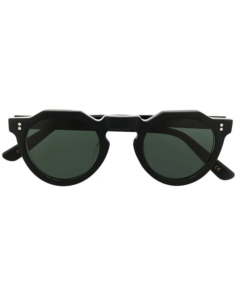 Lesca Sonnenbrille mit rundem Gestell - Schwarz Schwarz