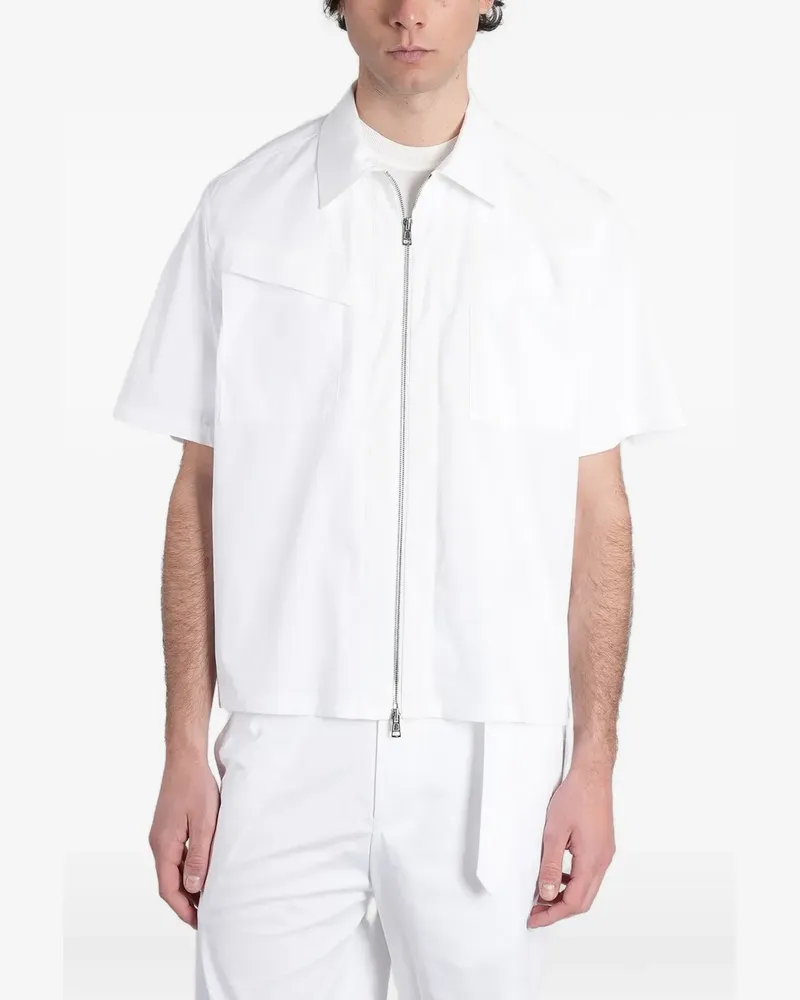 Low Brand s162 zip-up short-sleeve shirt - Weiß Weiß