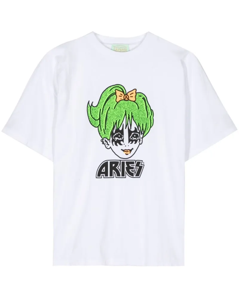 Aries T-Shirt mit Logo-Print Weiß