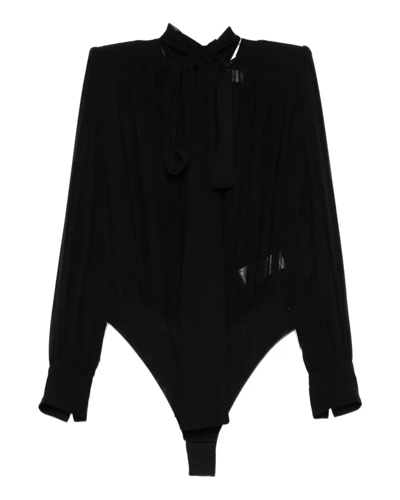 Elisabetta Franchi Body mit Schleifenkragen - Schwarz Schwarz