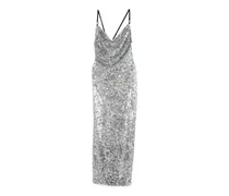 Maxikleid mit Pailletten - Silber