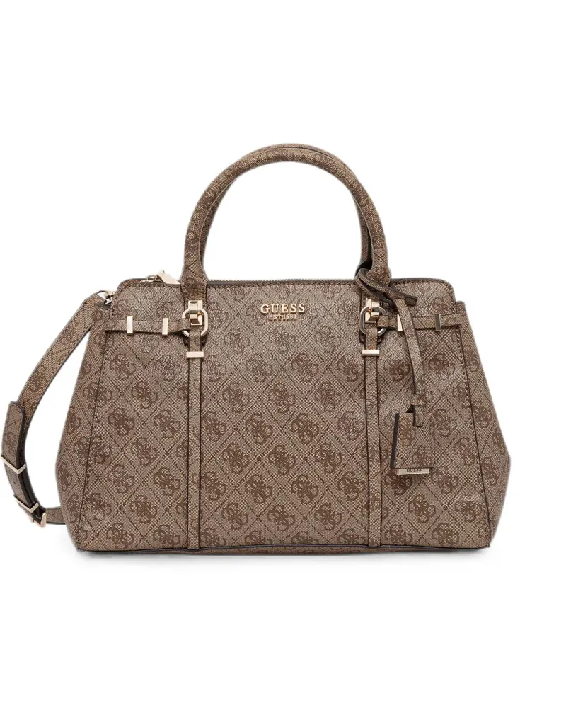 Guess Leona monogram-print logo-plaque tote bag - Braun Braun