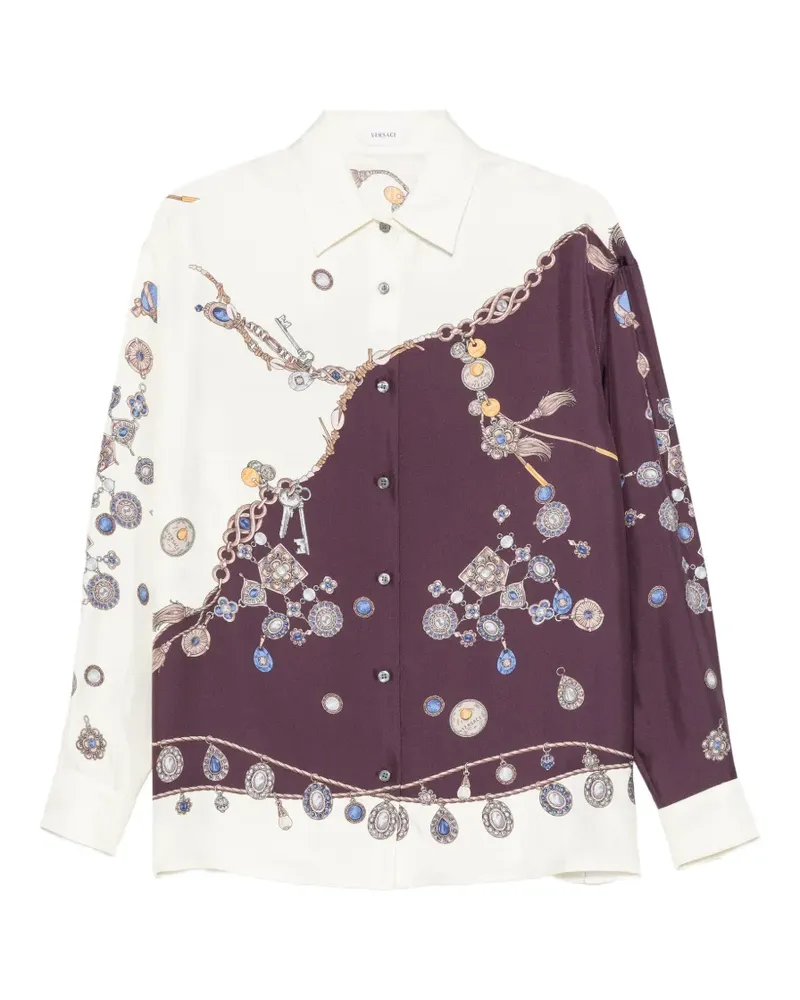 Versace print-detail buttoned shirt - Nude Nude