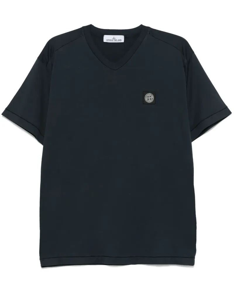 Stone Island T-Shirt mit Kompass-Patch - Blau Blau