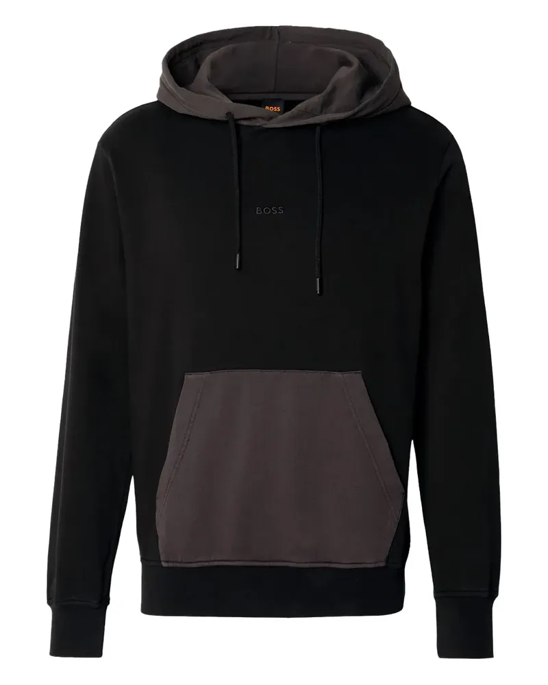 HUGO BOSS Hoodie mit zweifarbiger Kängurutasche - Schwarz Schwarz