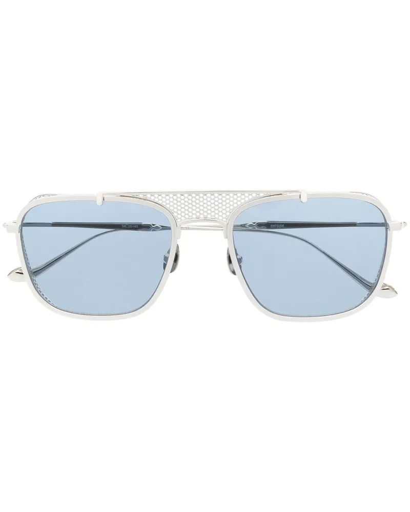 MATSUDA Sonnenbrille mit eckigem Gestell - Silber Silber