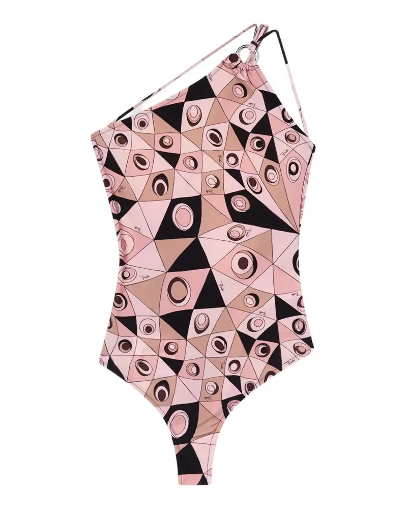 Emilio Pucci Occhi-print one-shoulder swimsuit - Nude Nude