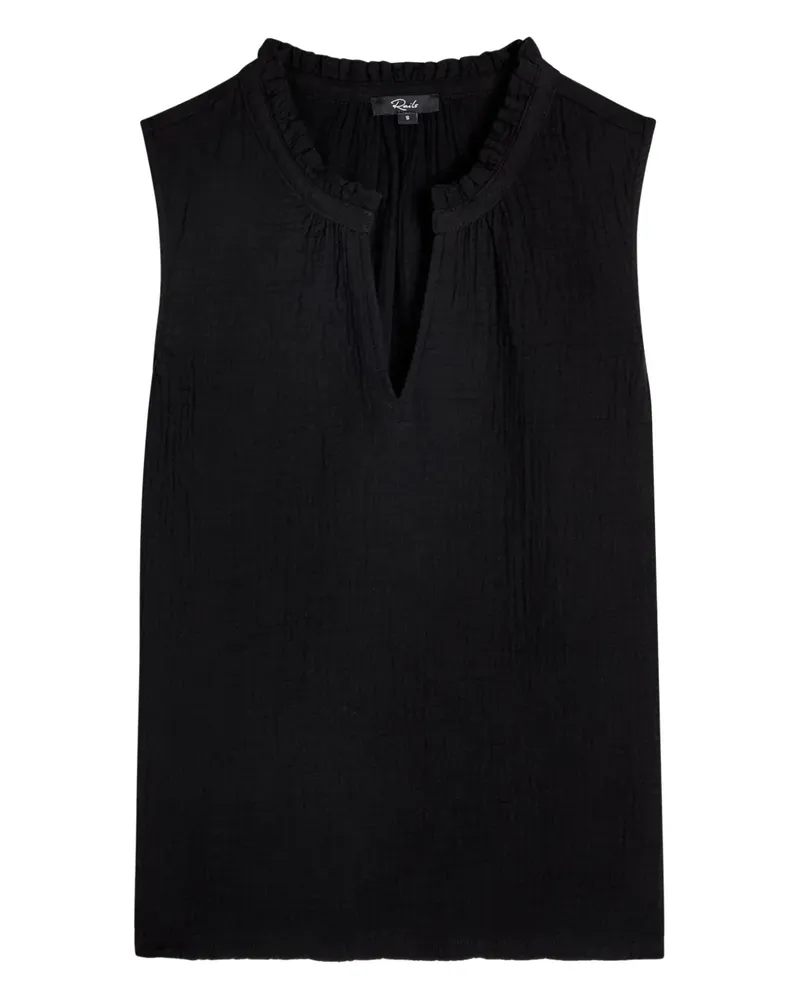 RAILS ruffled V-neck top - Schwarz Schwarz