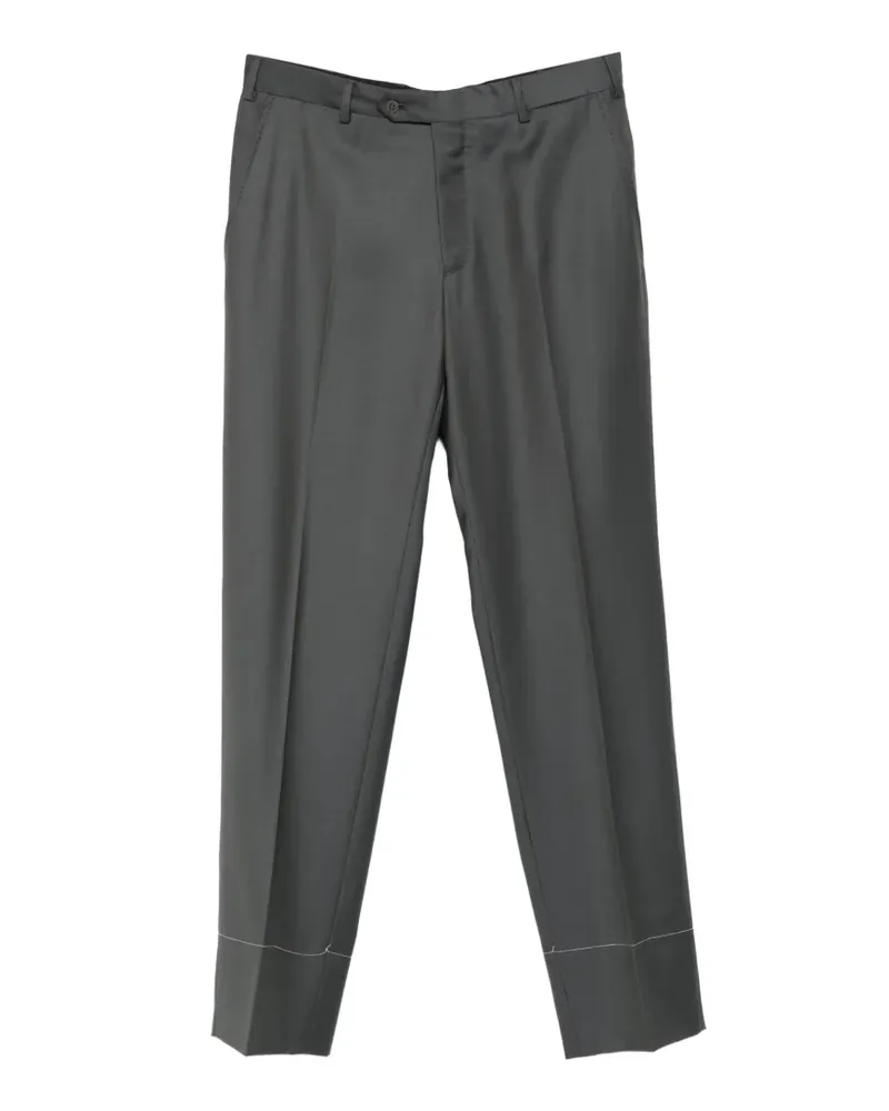 Brioni Tigullio pressed-crease tailored trousers - Grün Grün
